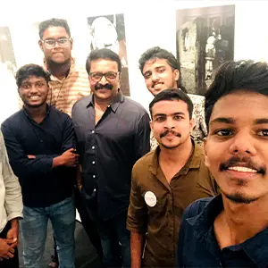 The best graphic design tutor in Kerala takes a selfie with the renowned Mollywood director Ranji Panikar